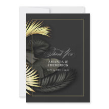 Casamento de Folhas Tropicais Preto e Dourado Eleg
