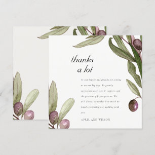 CARTÃO DE AGRADECIMENTO CASAMENTO DE FOLIAGEM DE ÁGUA DE OLIVES RUSTICOS