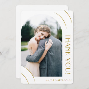 Cartão De Agradecimento Casamento de Foto Branca Chic