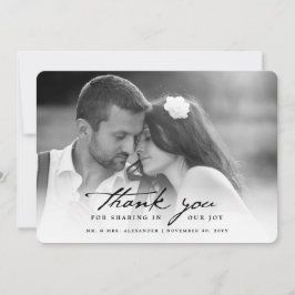 Cartão De Agradecimento Casamento de Foto Clássica com Script de Manuscrit