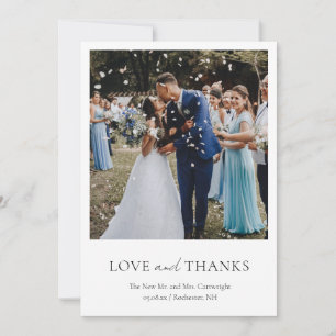 Cartão De Agradecimento Casamento de Foto Clássica Simples Elegante Minima