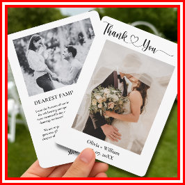Cartão De Agradecimento Casamento de Foto com Coração e Letra Simples Mini