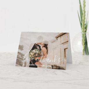 Cartão De Agradecimento Casamento de Foto com Fontes Modernas Manuscritas