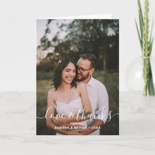 Cartão De Agradecimento Casamento de Foto com Fontes Modernas Manuscritas