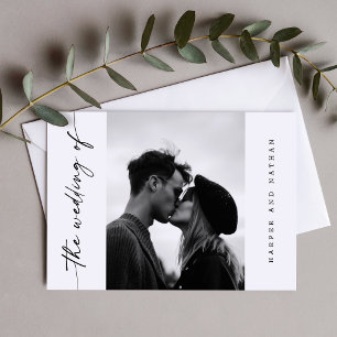 Cartão De Agradecimento Casamento de Foto com Letra Manuscrita Moderna Sim