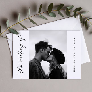 Cartão De Agradecimento Casamento de Foto com Letra Manuscrita Moderna Sim