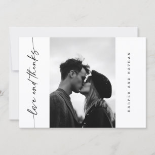 Cartão De Agradecimento Casamento de Foto com Letra Manuscrita Moderna Sim