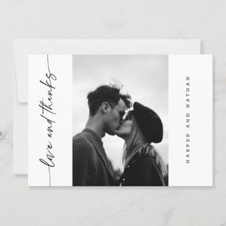 Cartão De Agradecimento Casamento de Foto com Letra Manuscrita Moderna Sim