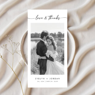 Cartão De Agradecimento Casamento de Foto com Roteiro Minimalista Ultra Mo