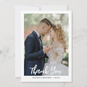 Cartão De Agradecimento Casamento de Foto com Roteiro Moderno