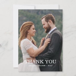 Cartão De Agradecimento Casamento de Foto com Roteiro Moderno