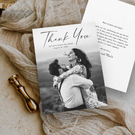 Cartão De Agradecimento Casamento de Foto com Roteiro Moderno