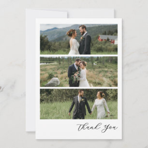 Cartão De Agradecimento Casamento de Foto com Roteiro Moderno