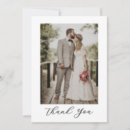 Cartão De Agradecimento Casamento de Foto com Roteiro Moderno