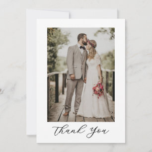 Cartão De Agradecimento Casamento de Foto com Roteiro Moderno