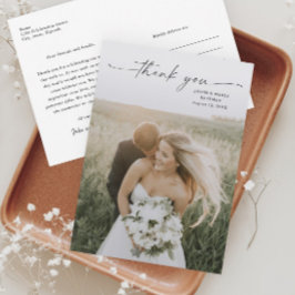 Cartão De Agradecimento Casamento de Foto com Roteiro Simples