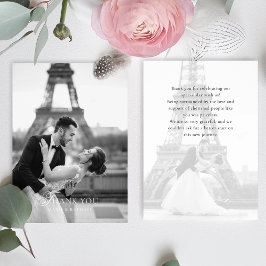 Cartão De Agradecimento Casamento de Foto com Tipografia Elegante