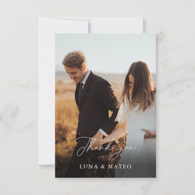 Cartão De Agradecimento Casamento de Foto da Flor Elegante Burgundy Obriga (Frente)