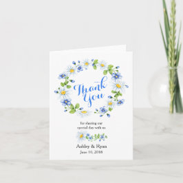 Cartão De Agradecimento Casamento de Foto da Margarida Blue White Country 