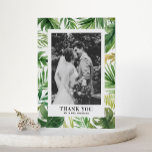 Cartão De Agradecimento Casamento de Foto de Moldura Tropical de Watercolo<br><div class="desc">Celebre a alegria de seu dia especial e expresse sua gratidão com nosso cartões de agradecimentos personalizável de casamento fotográfico, com uma vibrante paisagem tropical aquática. Este cartões de agradecimentos é perfeito para o verão e casamentos tropicais. O cartões de agradecimentos fotográfico mostra belamente a imagem verde tropical de cor...</div>
