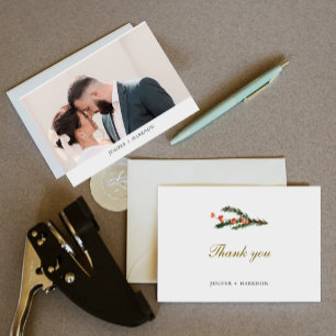 Cartão De Agradecimento Casamento de Foto de Pinheiro de Inverno 