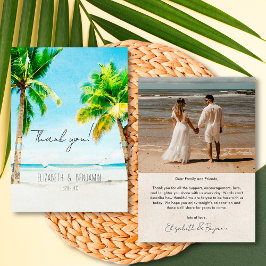 Cartão De Agradecimento Casamento de Foto de Praia de Destino Tropical Ret