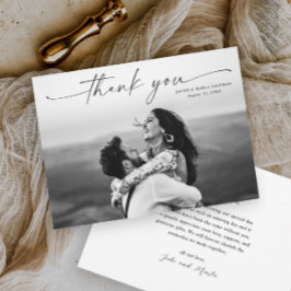 Cartão De Agradecimento Casamento de Foto de Script Moderno