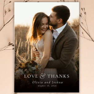 Cartão De Agradecimento Casamento de Foto de Tipografia Clássica de Amor e