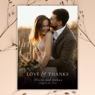 Cartão De Agradecimento Casamento de Foto de Tipografia Clássica de Amor e