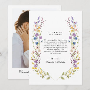Cartão De Agradecimento Casamento de Foto de Wreath de Flor Selvagem Whims