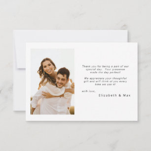 Cartão De Agradecimento Casamento de Foto do Casal Contemporâneo Obrigado