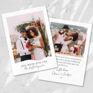 Cartão De Agradecimento Casamento de Foto do Coração do Melhor Dia de Todo