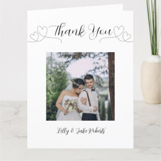 Cartão De Agradecimento Casamento de Foto do Coração Moderno