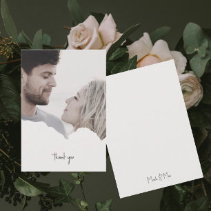 Cartão De Agradecimento Casamento de Foto do Cream Personalizado Casal Obr