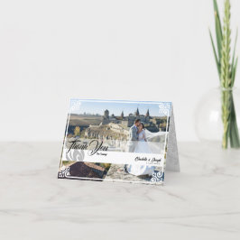 Cartão De Agradecimento Casamento de Foto do Swan Branco Moderno Deco Dobr