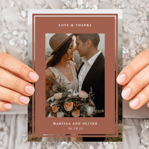 Cartão De Agradecimento Casamento de Foto Dobrada por Moldes Minimalistas