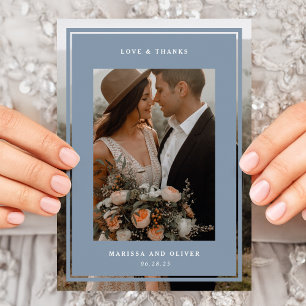 Cartão De Agradecimento Casamento de Foto Dobrada por Moldes Minimalistas