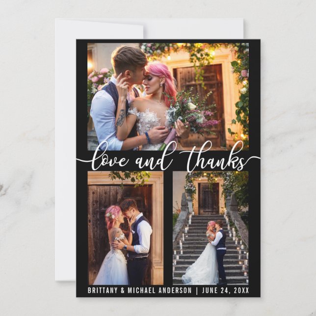 Cartão De Agradecimento Casamento de Foto e Obrigados Modernos 3 (Frente)