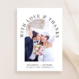 Cartão De Agradecimento Casamento de Foto em Arch Elegante