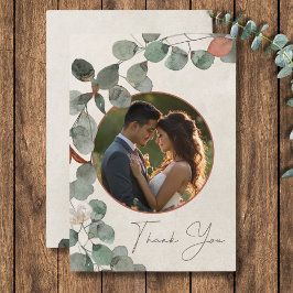 Cartão De Agradecimento Casamento de Foto Eucalyptus Vermelhos Mínimo