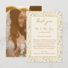 Cartão De Agradecimento Casamento de Foto Floral de Flor de Vinho Selvagem