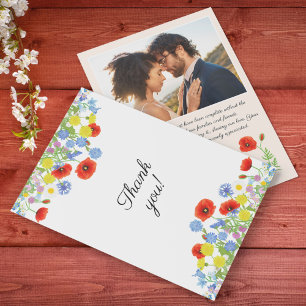 Cartão De Agradecimento Casamento De Foto Floral Do País Russo Elegante