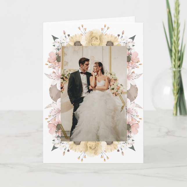 Cartão De Agradecimento Casamento de Foto Floral Romântica Rustica Elegant (Frente)