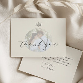 Cartão De Agradecimento Casamento de Foto Marfim Mínimo