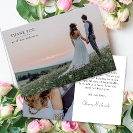 Cartão De Agradecimento Casamento de Foto Minimalista 2