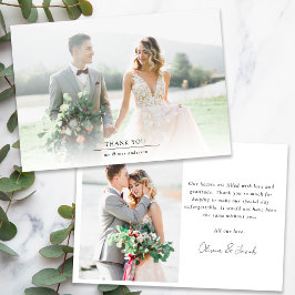 Cartão De Agradecimento Casamento de Foto Minimalista 2