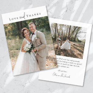 Cartão De Agradecimento Casamento de Foto Minimalista 2