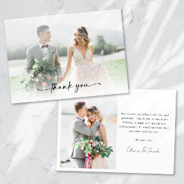 Cartão De Agradecimento Casamento de Foto Minimalista 2