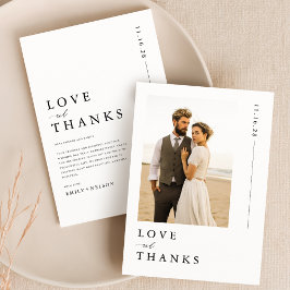 Cartão De Agradecimento Casamento de Foto Minimalista de Orçamento