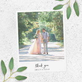 Cartão De Agradecimento Casamento de Foto Minimalista Elegante